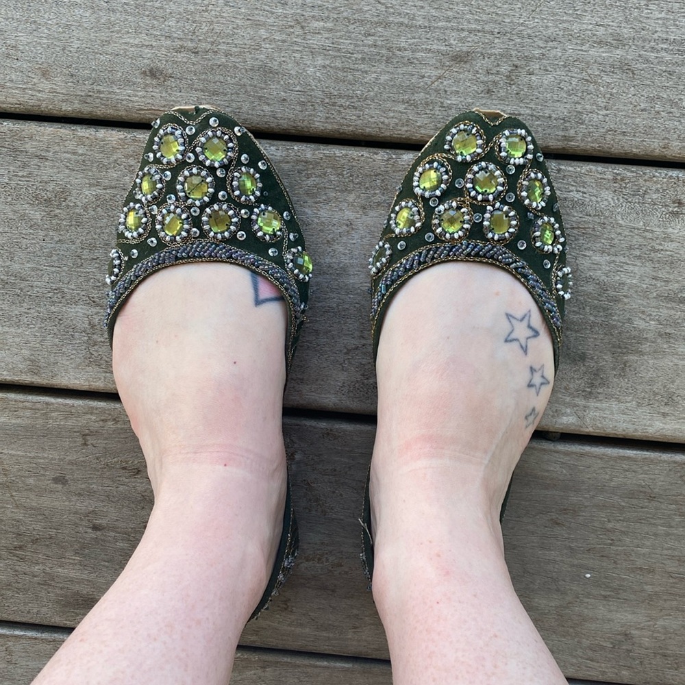 Dubai jeweled slip ons, one of a kind RARE, size 7.5